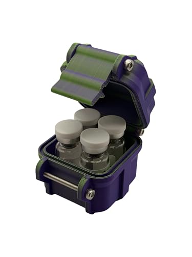 Secure 4-Slot Vial Organizer Case — Green/Dark Purple
