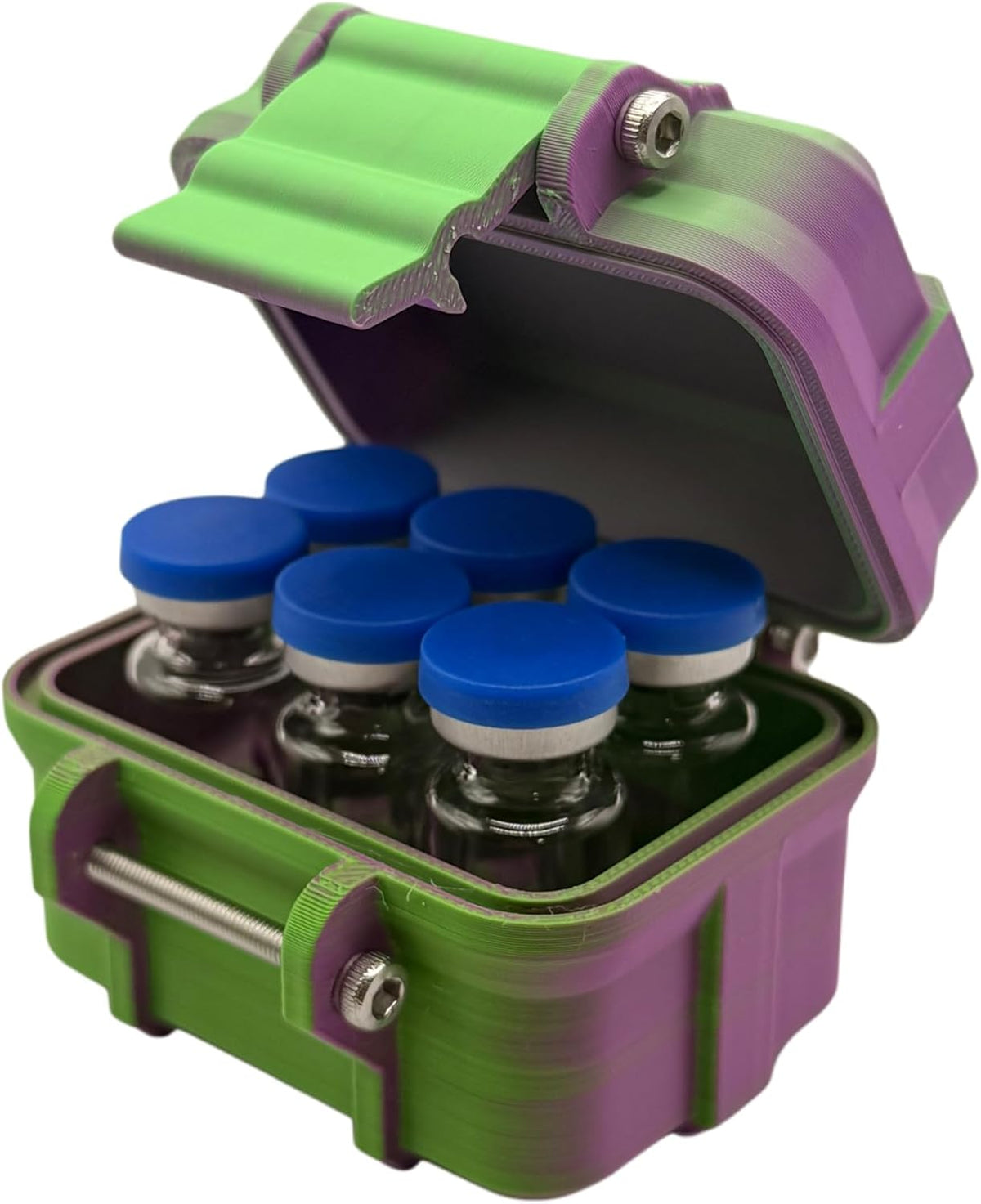 6-Slot 3mL Vial Storage Case — Green/Purple